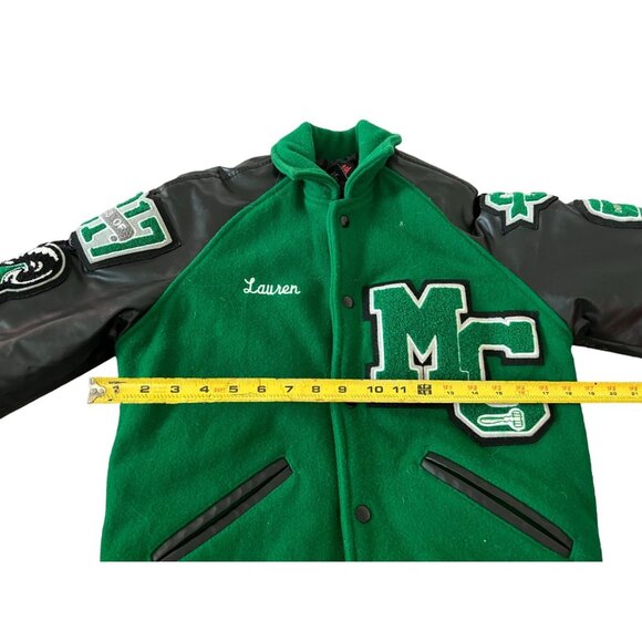 Dilly Letter Jacket Women's Varsity Jacket Green Size XS Quilted Pharr Stahhp - Picture 7 of 12